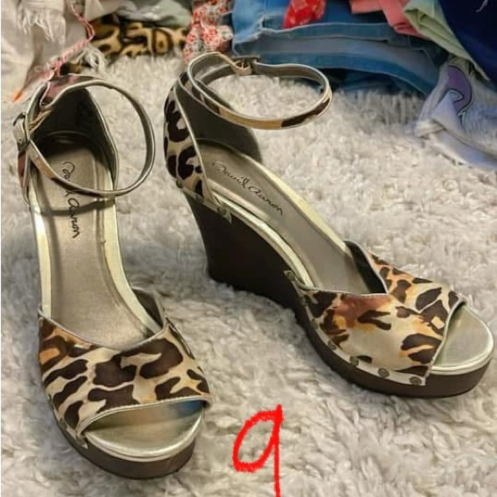 Cheetah Wedge Sandals with Ankle Strap